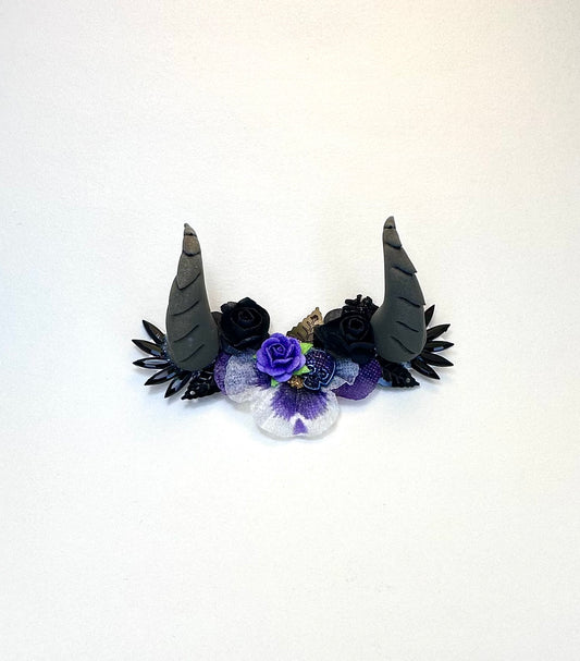 Black Pansy Headdress Horns